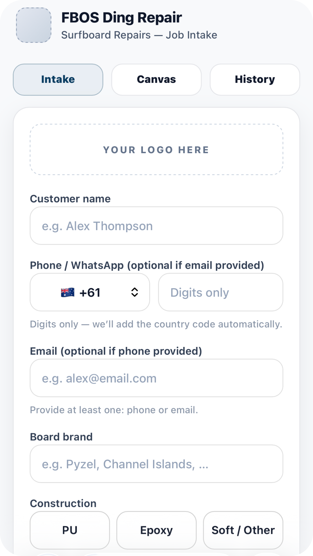 Vista del Canvas de FBOS en un teléfono